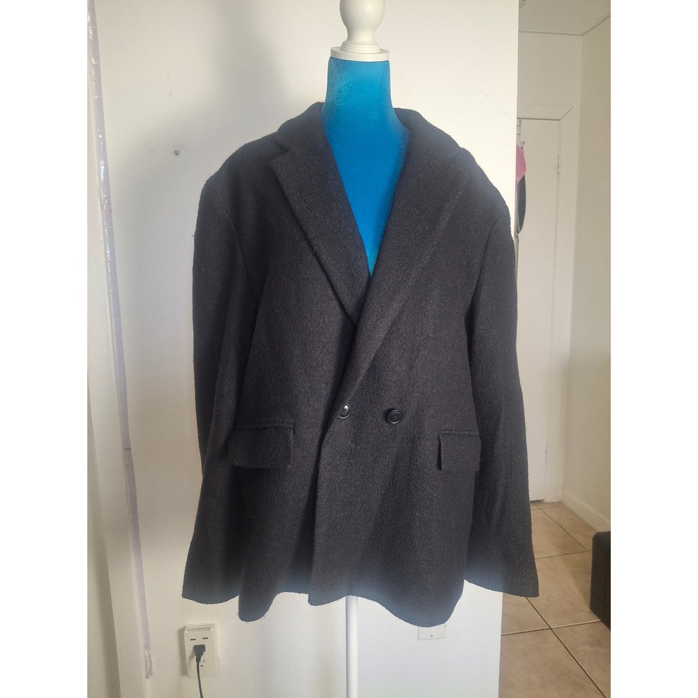 Zara Mens Charcoal Grey Wool Blend Double Breasted Blazer Jacket Size 36 9621785